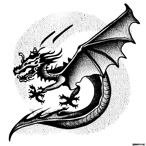 Dragon Flying With King Tail