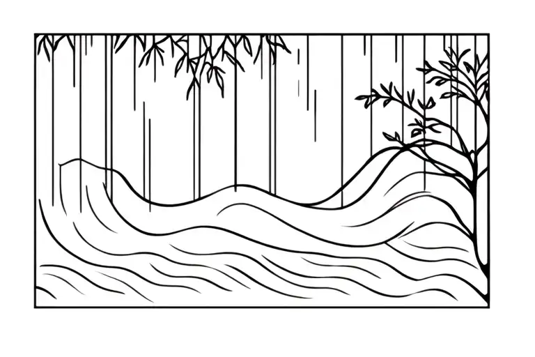 Mangrove Tree And Waves Underneath And Above Black Bars
