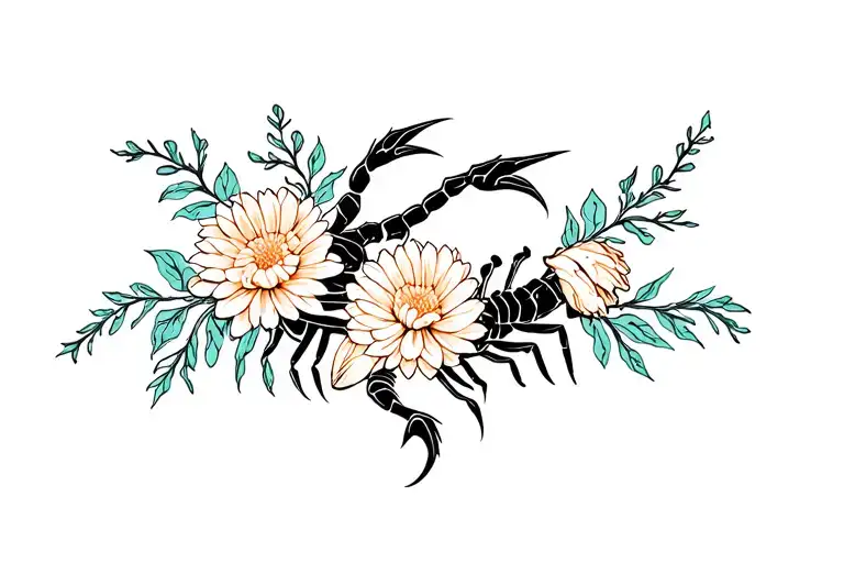 Scorpio And Chrysanthemum Flowers