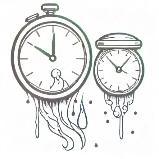 A Clock With Drops Instead Of Hands And Flowing Into The Trash Can