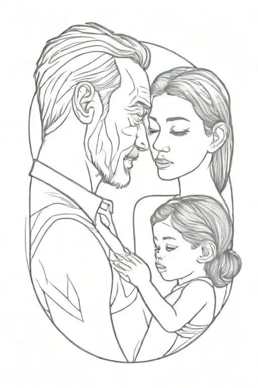 Daughter And Father Tatto Design