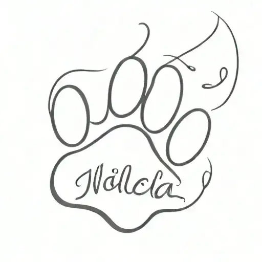 Cat Paw Print With The Name Nala Under It