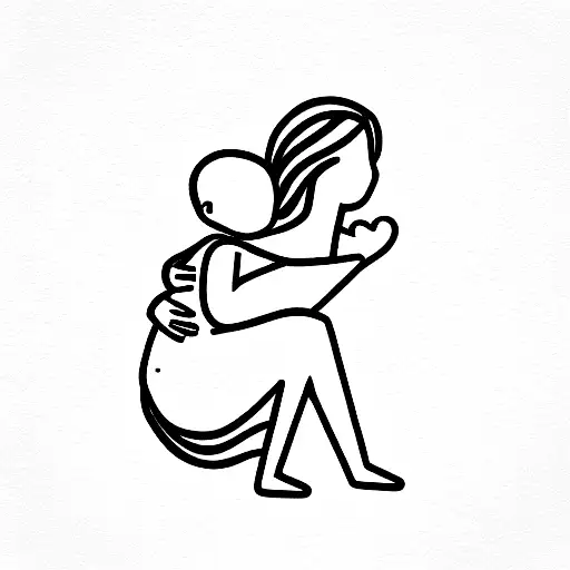 Girl Holding A Baby Girl On Her Back And A Ballon On Her Hand