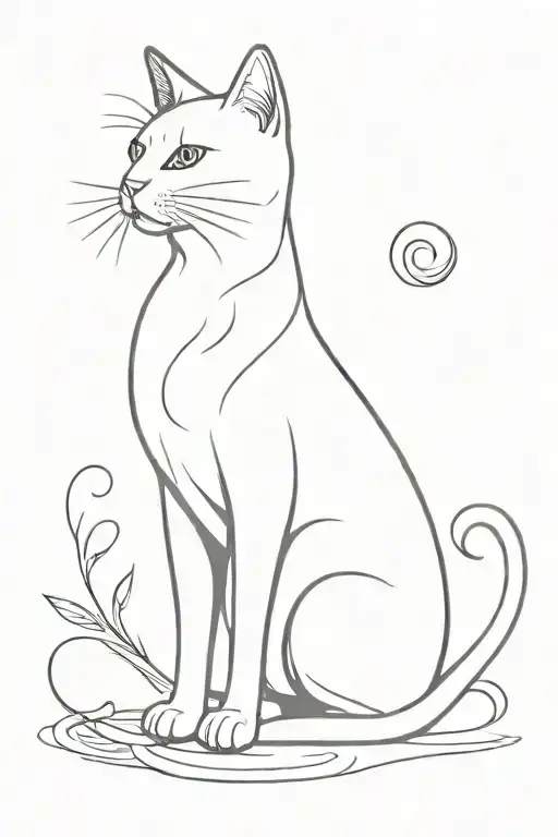 A Cursive L That Is Also A Silhoutte Of A Cat Sitting