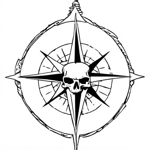 Compass In A Box Pointing West Cowboy Skull