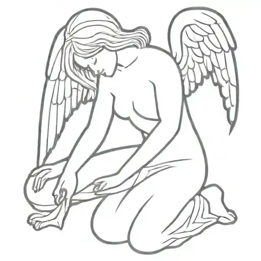 Angel Kneeling To God