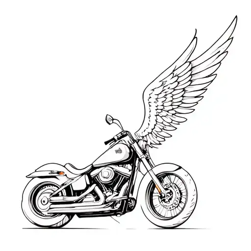 Front Of Softtail Harley Davidson Motorcycle With Angel Wings