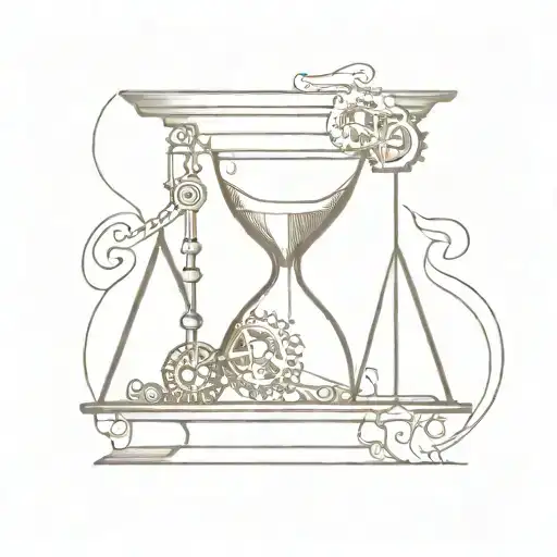 Hourglass With Gears And A Balance Scale