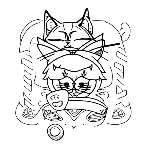 Martini Glass With Cat Ears And A Cat Tail