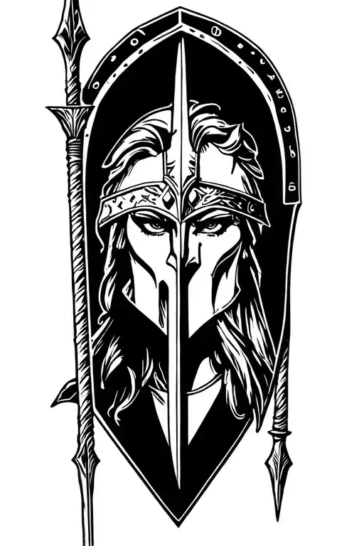 Ares As A Female Spartan With Spear And Shield Adorned