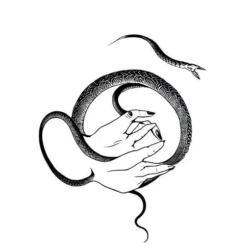 Snake Encircling Hand Reaching