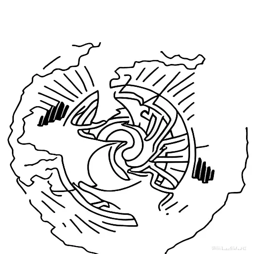 A Minimalist Tattoo Of Naruto Practicing Jujutsu On A World Map