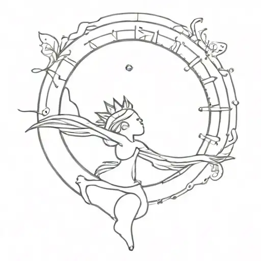 Sun Tattoo With Fairy