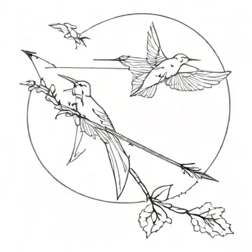 Kolibri Flying Under Arrow