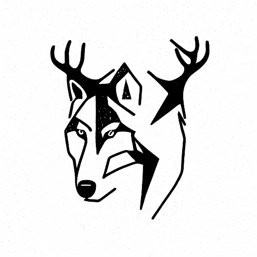 Wolf With Body And Antlers