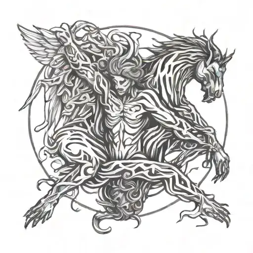 Angel Holding The Head Of A Defeated Demon