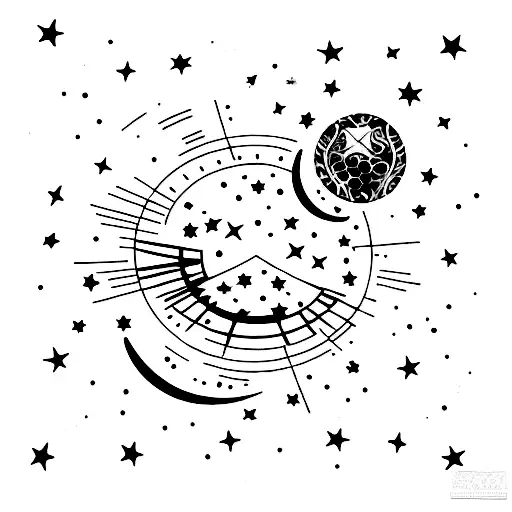 Black Cat And Stars Moon