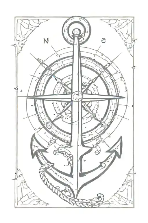 Anchor With Compass On Middle