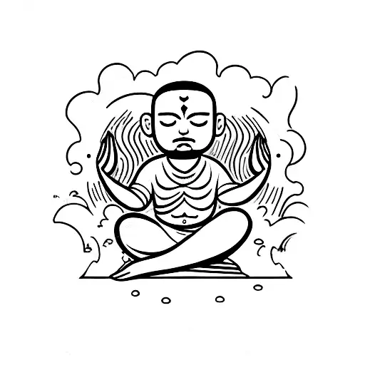 A Yogi Meditating On A Tranquil Beach With Crashing Waves