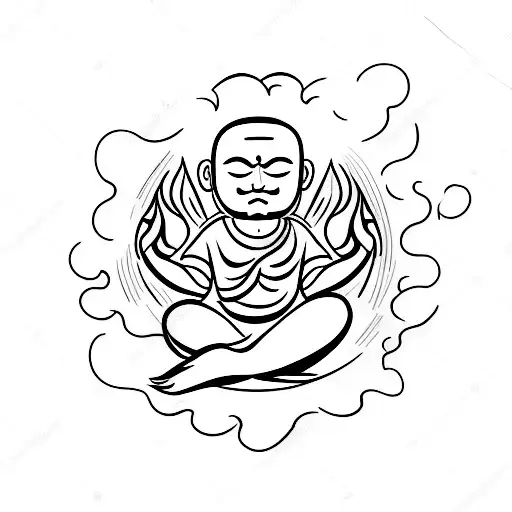 A Yogi Meditating On A Tranquil Beach With Crashing Waves