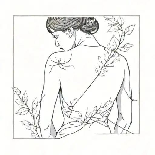 Back Tattoo Line Work Simple And Elegent