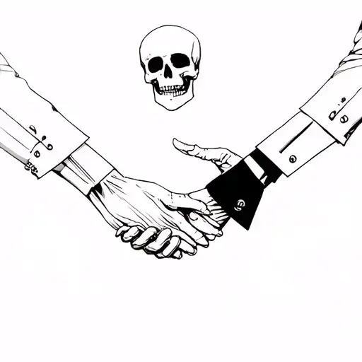 Skeleton Shaking A Man In A Suits Hand