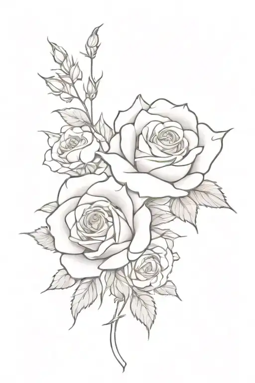 Create A Small And Dainty No Color Tattoo With Rose And Larkspur And A Ribbon Holding It Together