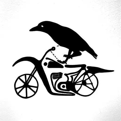 Crow Riding A Caferacer Motorcycle