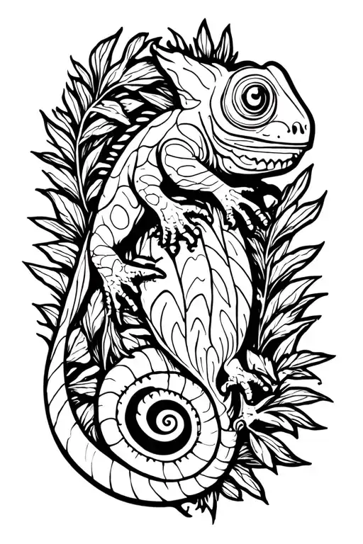 A Chameleon Climbing