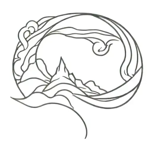 Breast Cancer Ribbon A Mountain Peak And An Ocean Wave