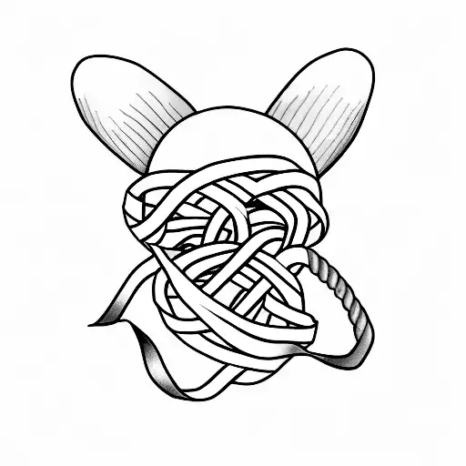 A Minimalist Tattoo Of A Cancer Ribbon Intertwined With A Stuffed Bunny