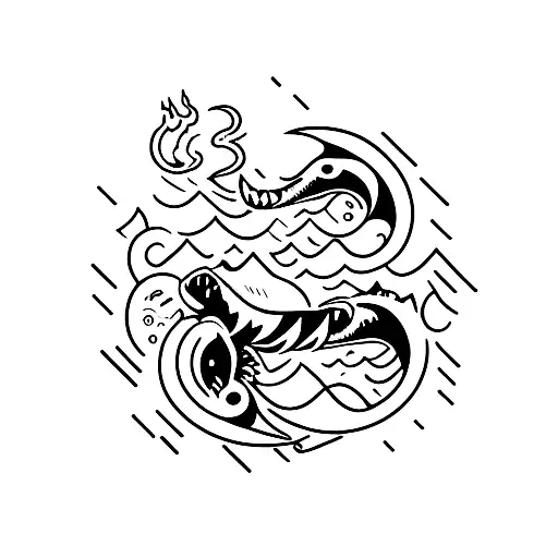 Orca And Dragon In A Cosmic Battle