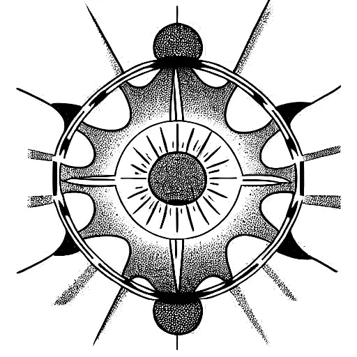 Line And Dot Sun Plant Geometrical