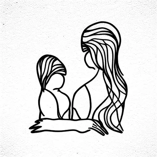 Mother With Daughter And Heart