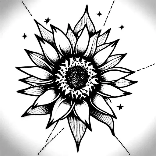Sunflower With Queen And Stars