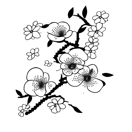 Japanese Word For 'Luck' With Cherry Blossoms