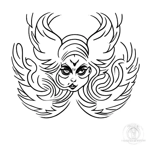 A Minimalist Tattoo Of A Phoenix Cooking In A Kitchen