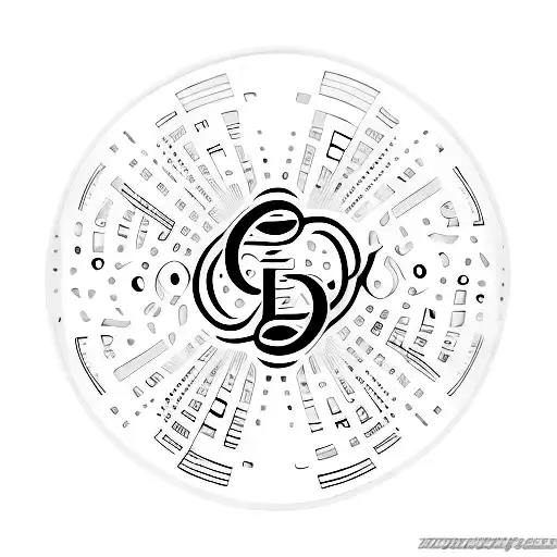 Small Fine Line Tattoo In The Shape Of A Circle Containing The Letters E And R