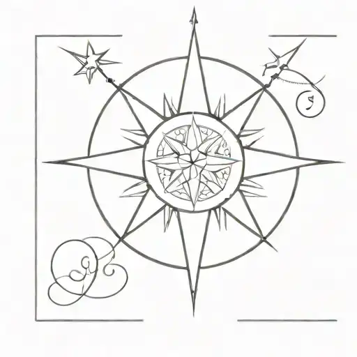 Moon Simple Compass Rose