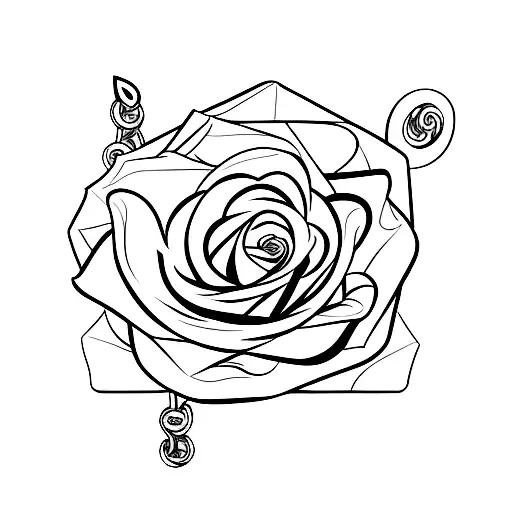 A Minimalist Design Of A Rose With A Broken Chain Wrapped Around Its Petals