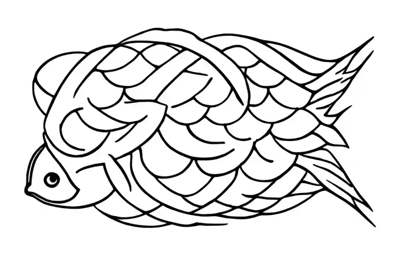 Zodiac Sign Of Fish And Scales Intertwined