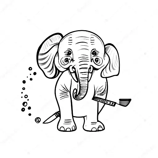 A Happy Elephant Holding A Spoon And A Frying Pan