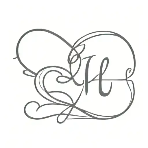 Capital L In Script With Two Love Hearts