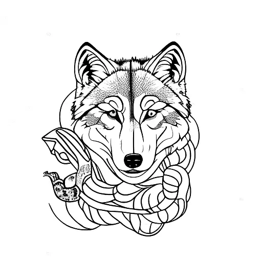 Wild Flower Garden With Wolf And Snake Hidden