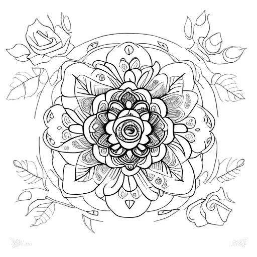 Mandala Whit Rose Whit Dog Whit Cat Beaty