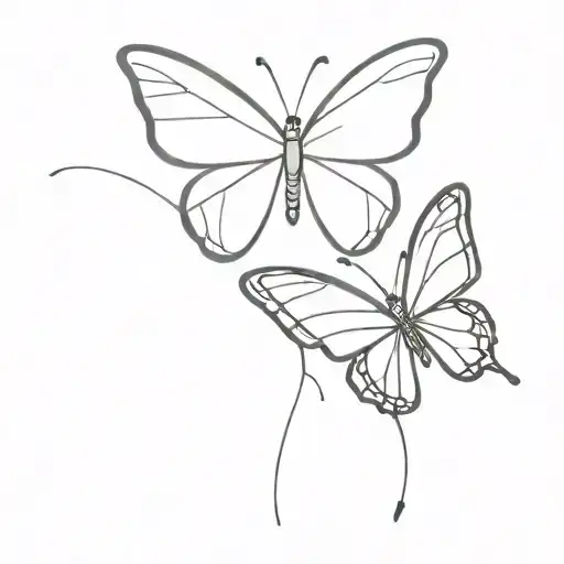 Thin Line Simple Butterfly