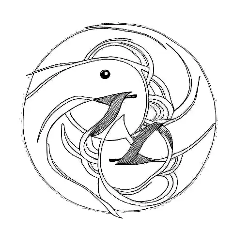 A Circle With Two Fish In It