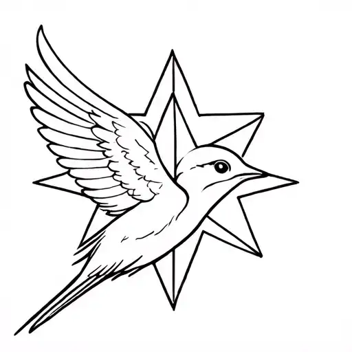 A Bird Mixed To A Gothic Star