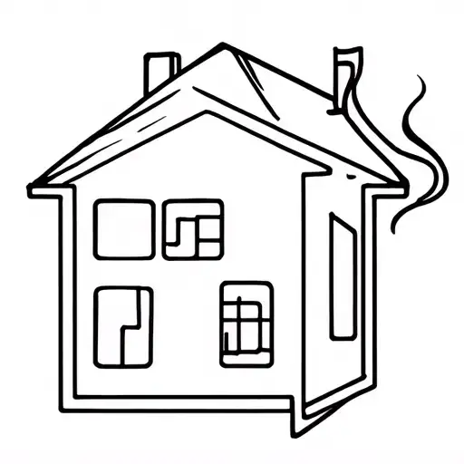 House In Stamp With Smoke Music Notes
