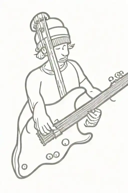 Bass Guitar With Beanie On Top